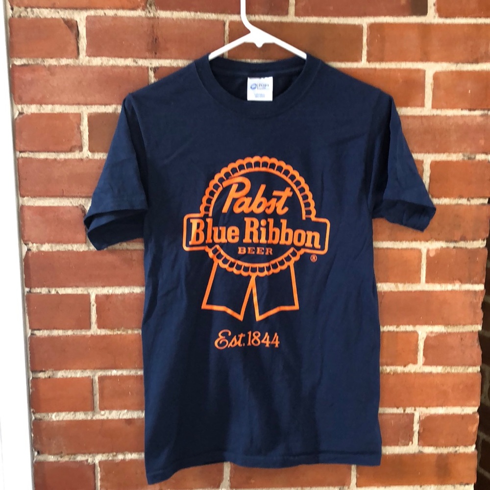Pabst Blue Ribbon PBR Shirt in Broncos’ Colors! Size Small.